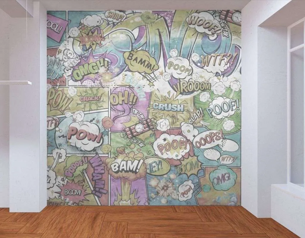 Фотообои в интерьере комиксы на стену  12-1369 фото