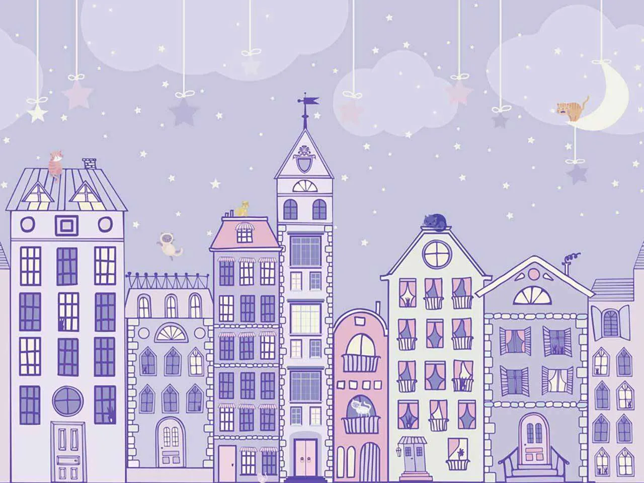 Фотообои в интерьере домики ночью  13-155 фото