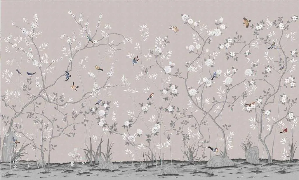 Фотообои в интерьере сакура и птички  14-575 фото