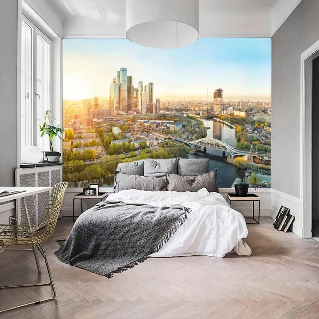Фотообои в интерьере вид с балкона на москва сити  9-418 фото
