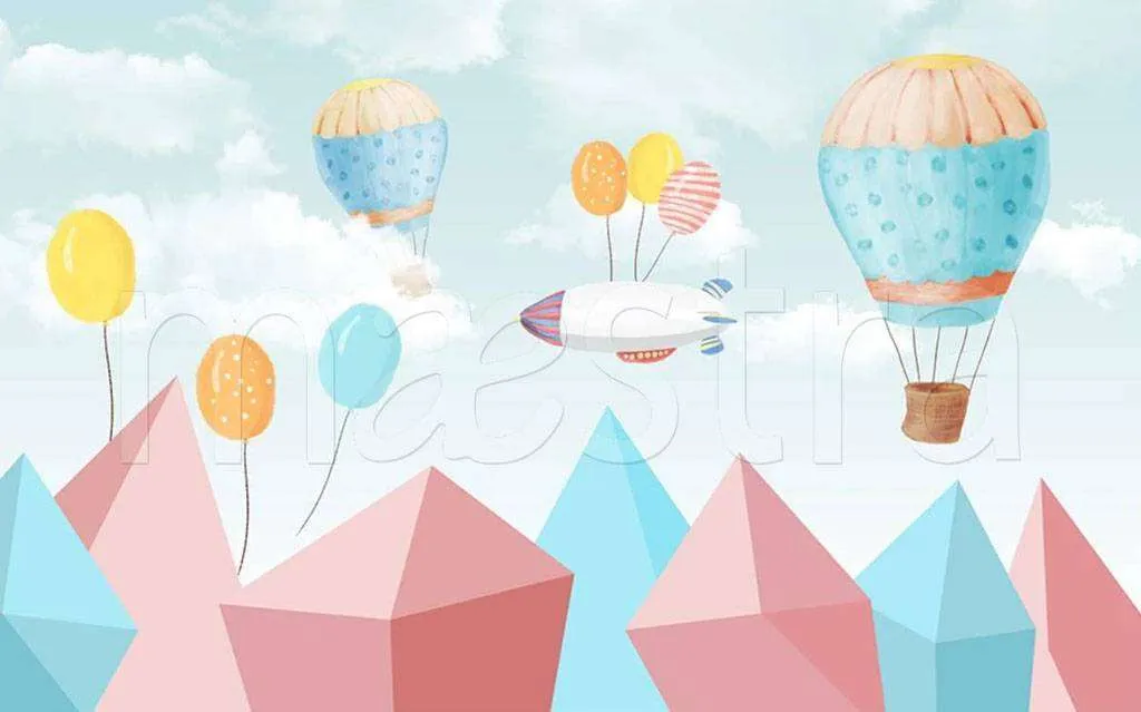 Фотообои в интерьере горы с шариками для малышей  15-157 фото