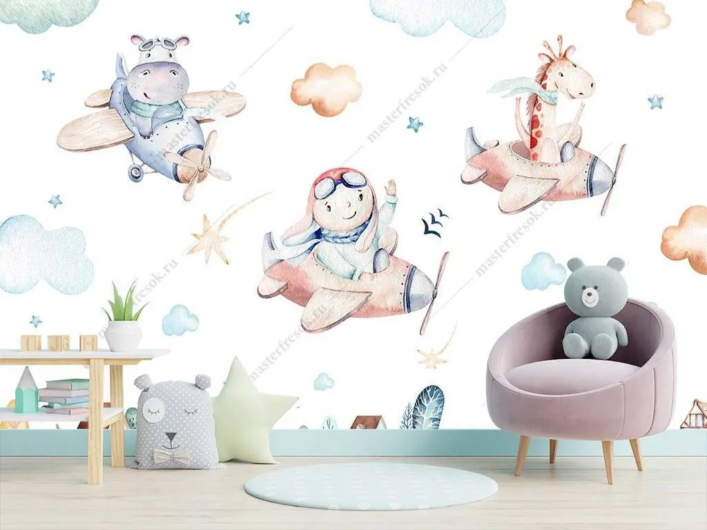 Фотообои Зверята на самолете  14-092