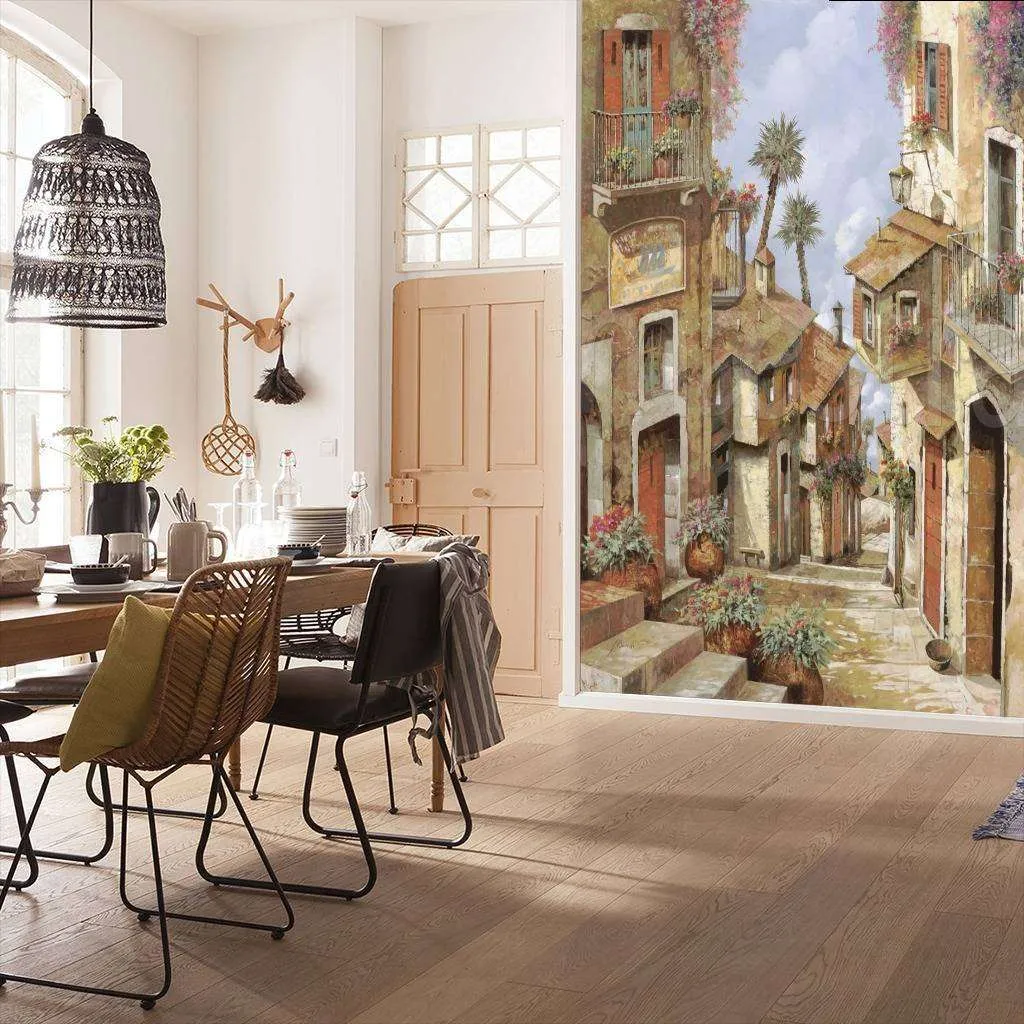 Фотообои Уходящая вдаль улочка в лучах солнца  8-019