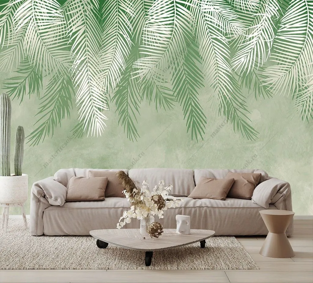 Фотообои в интерьере листья пальмы  9-1461 фото