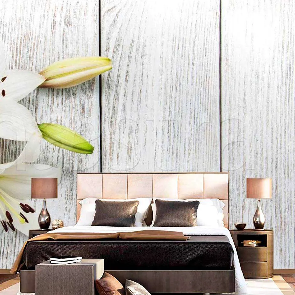 Фотообои Лилии на фоне дерева  10-375