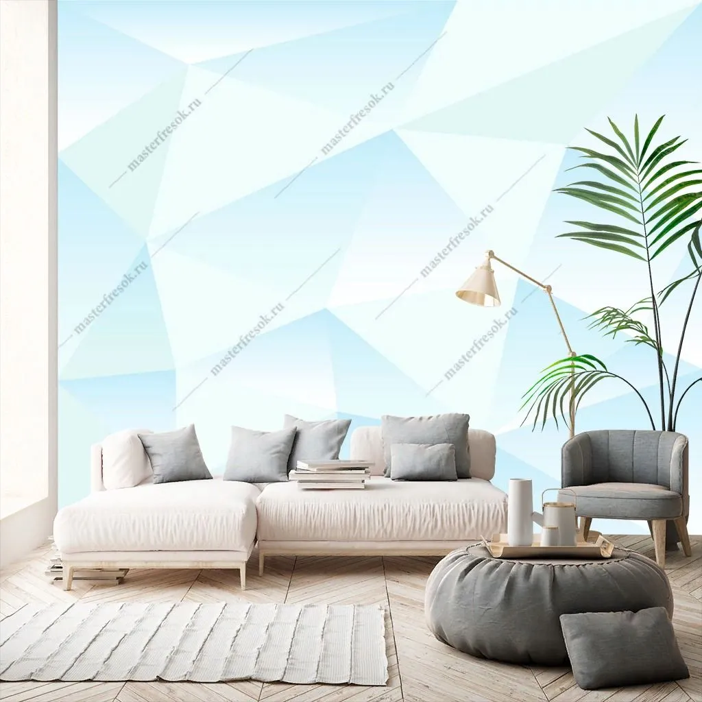 Фотообои Голубая геометричекая стена  9-1507