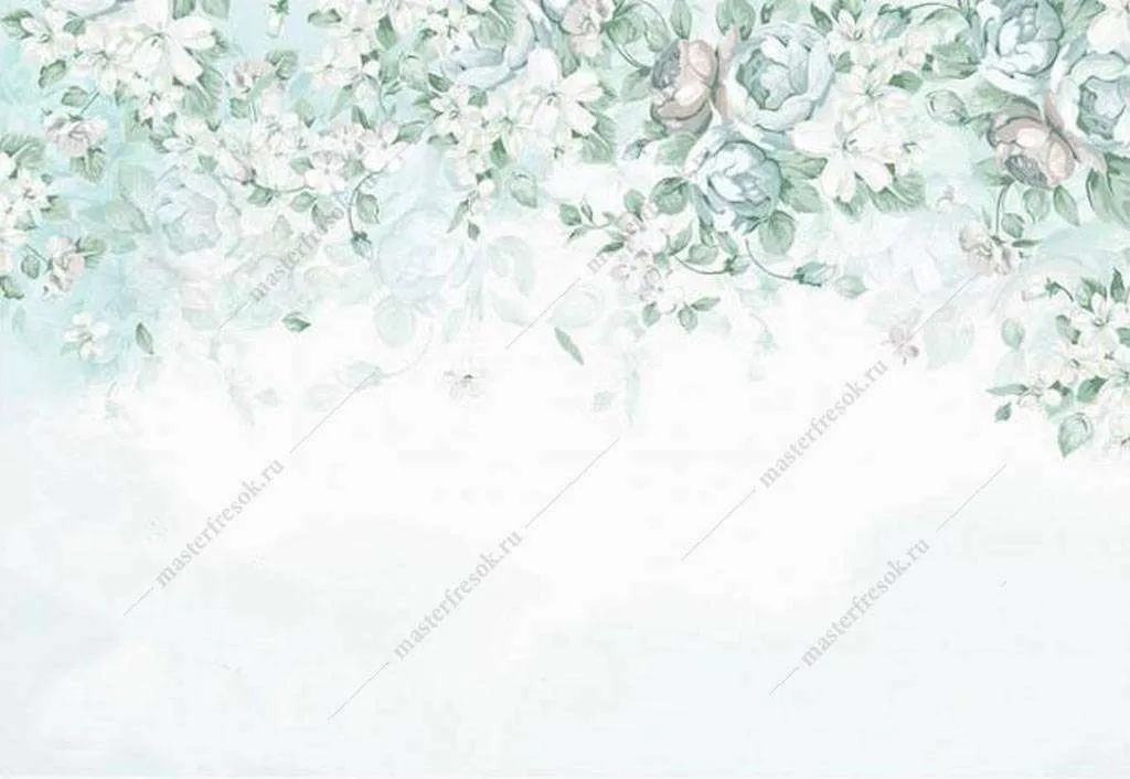 Фотообои в интерьере нежная акварель  16-183 фото
