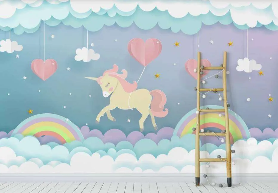 Фотообои в интерьере единороги 3д  15-353 фото