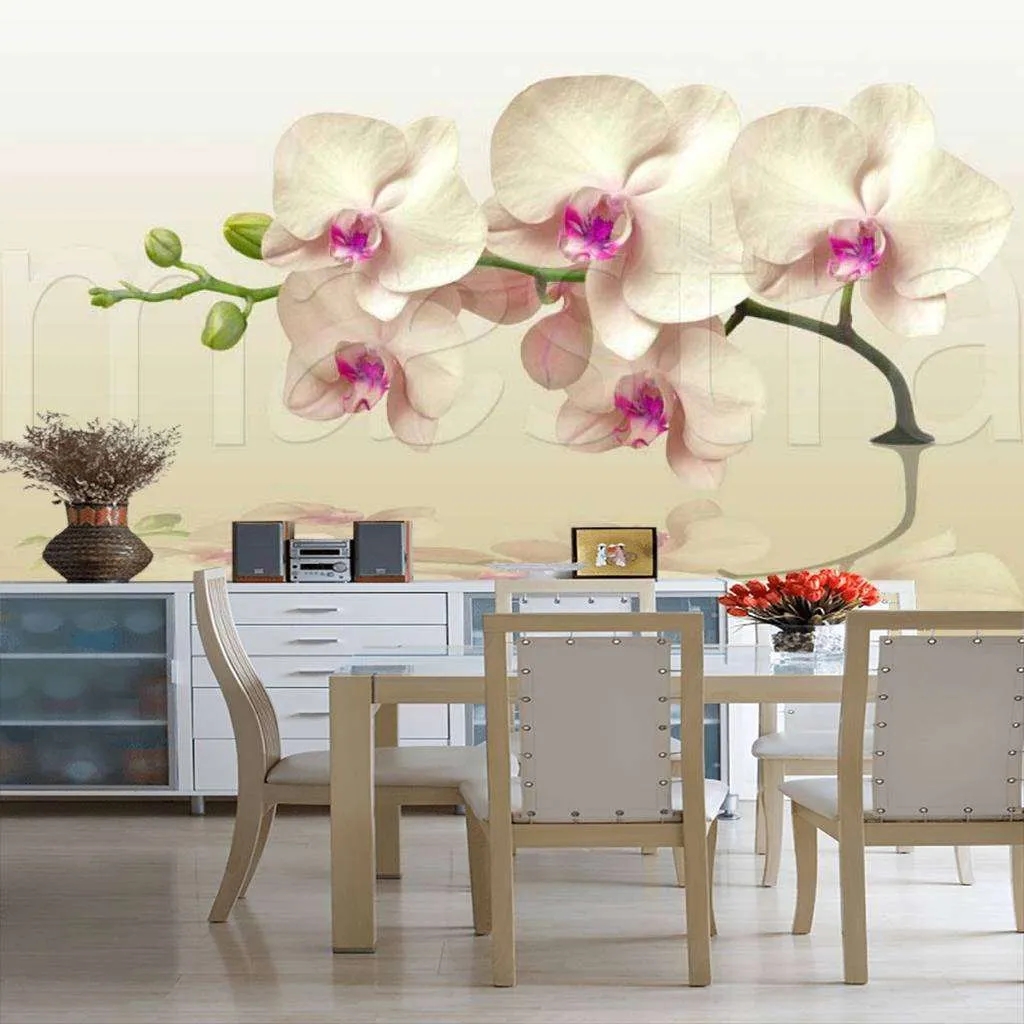 Фотообои в интерьере ветка орхидеи над водой  10-202 фото