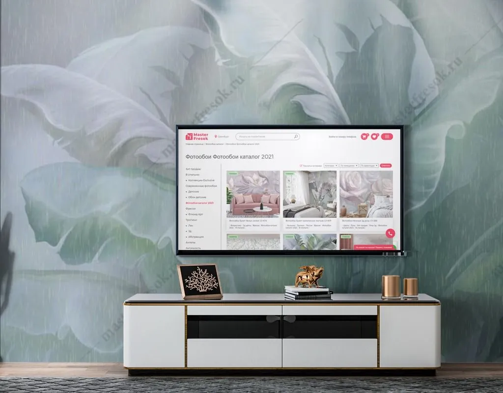 Фотообои в интерьере зеленые листья банана  13-457 фото