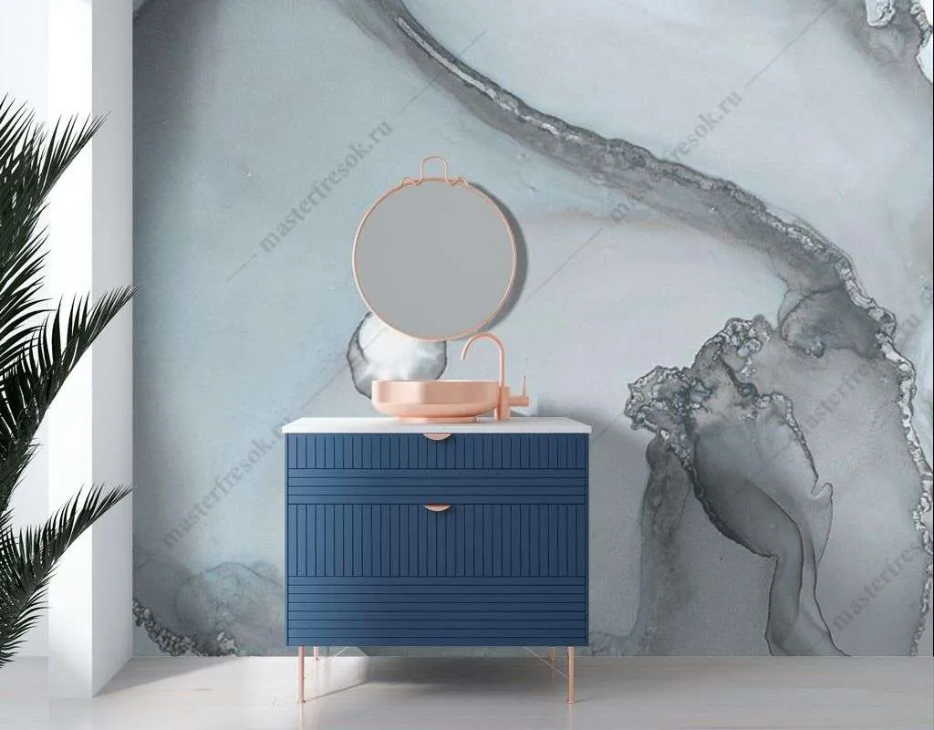 Фотообои в интерьере серые разводы мрамора  9-1572 фото