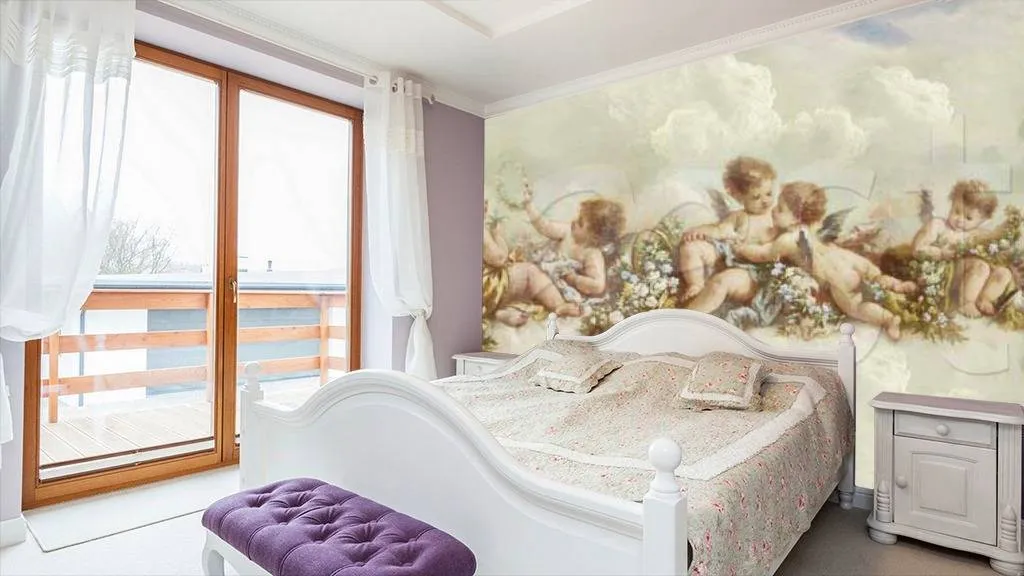 Фотообои в интерьере ангелы на облаках  7-295 фото