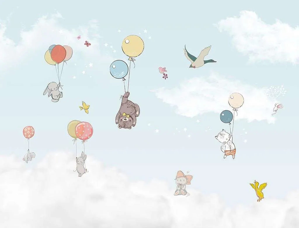 Фотообои в интерьере летающие шарики  14-054 фото