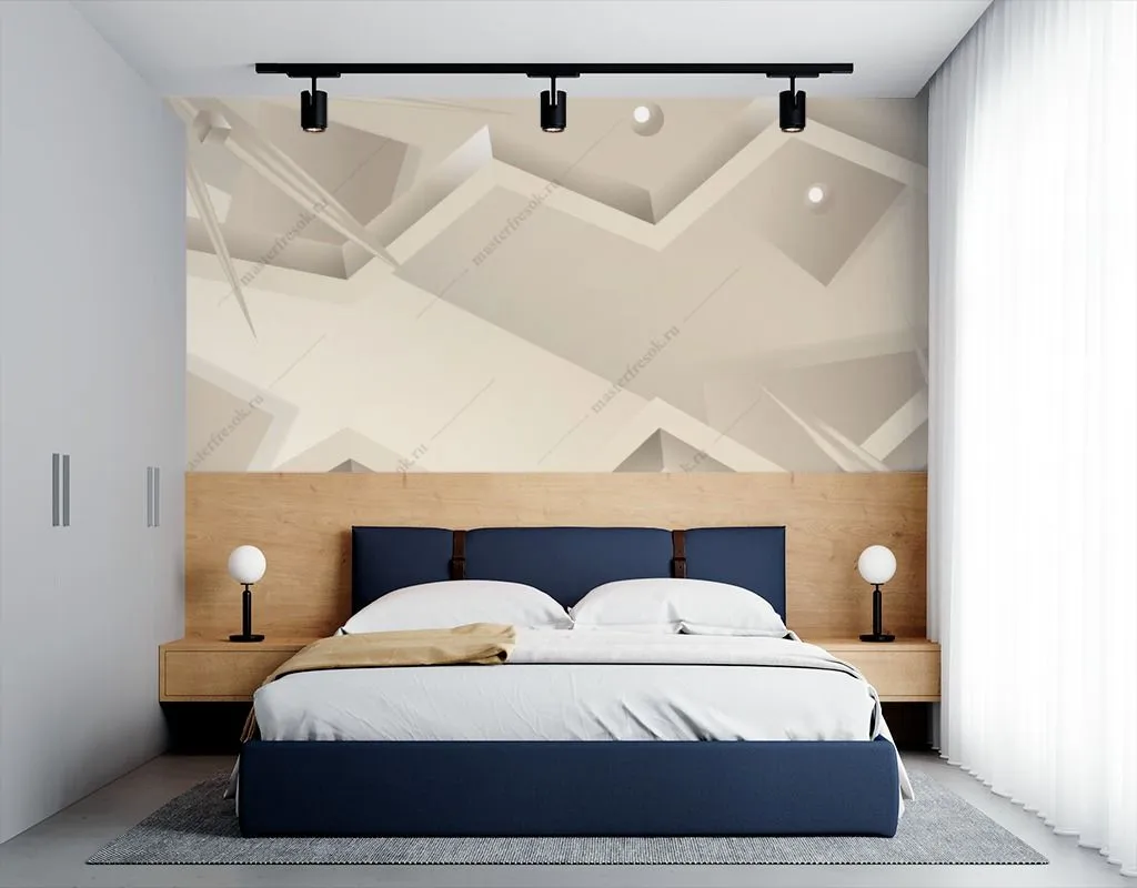 Фотообои в интерьере абстрактная геометрия 3д  9-1506 фото