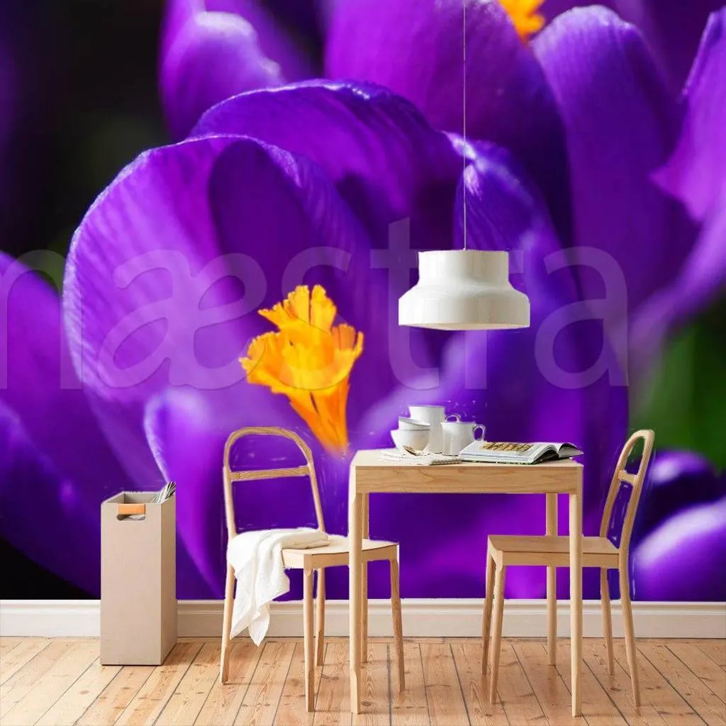 Фотообои Сиреневые цветы на темном фоне  3-156