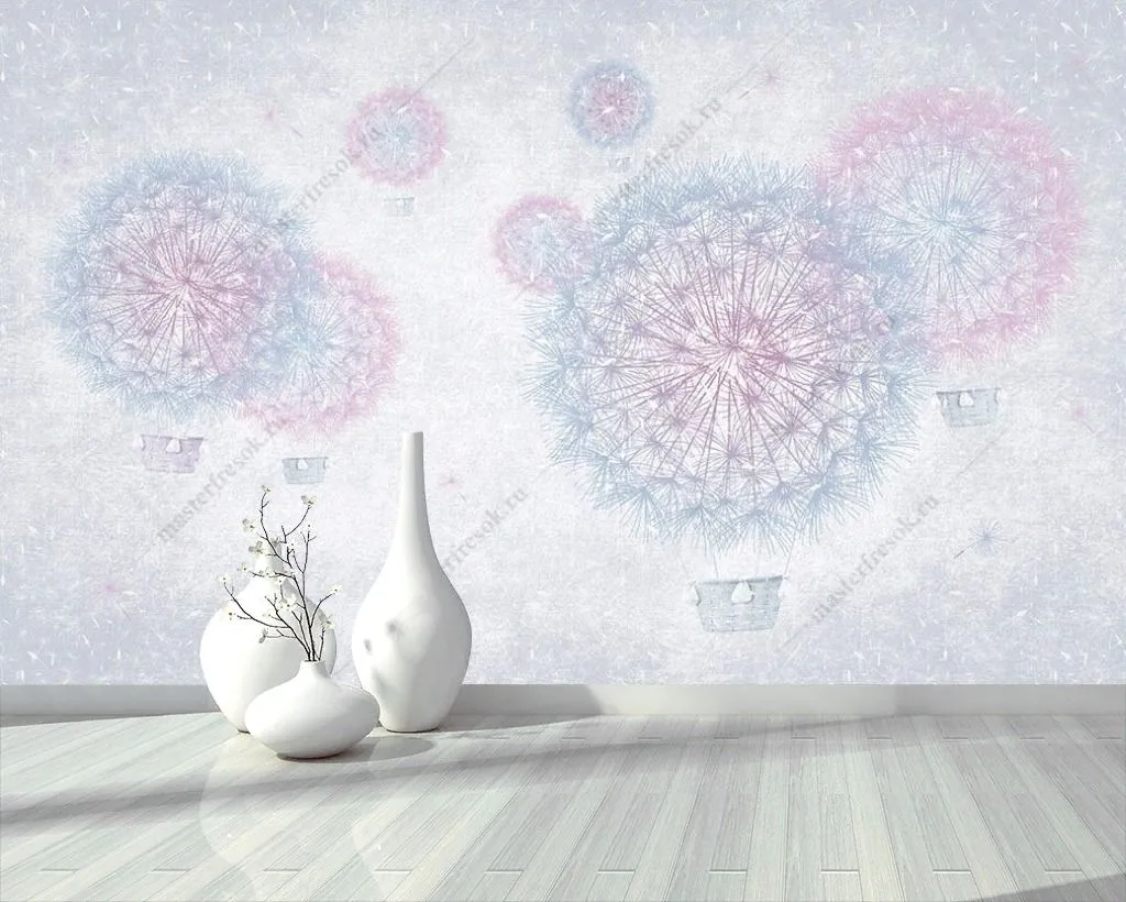 Фотообои в интерьере воздушный шар - одуванчик  12-1324 фото