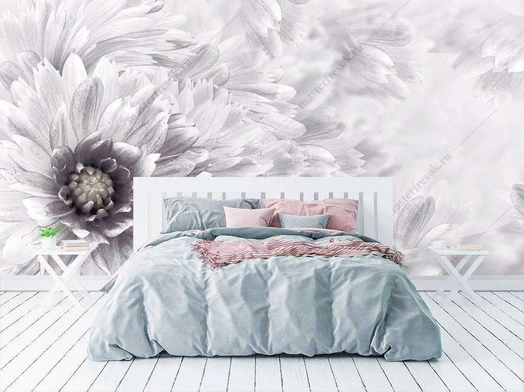 Фотообои в интерьере хризантема  10-865 фото