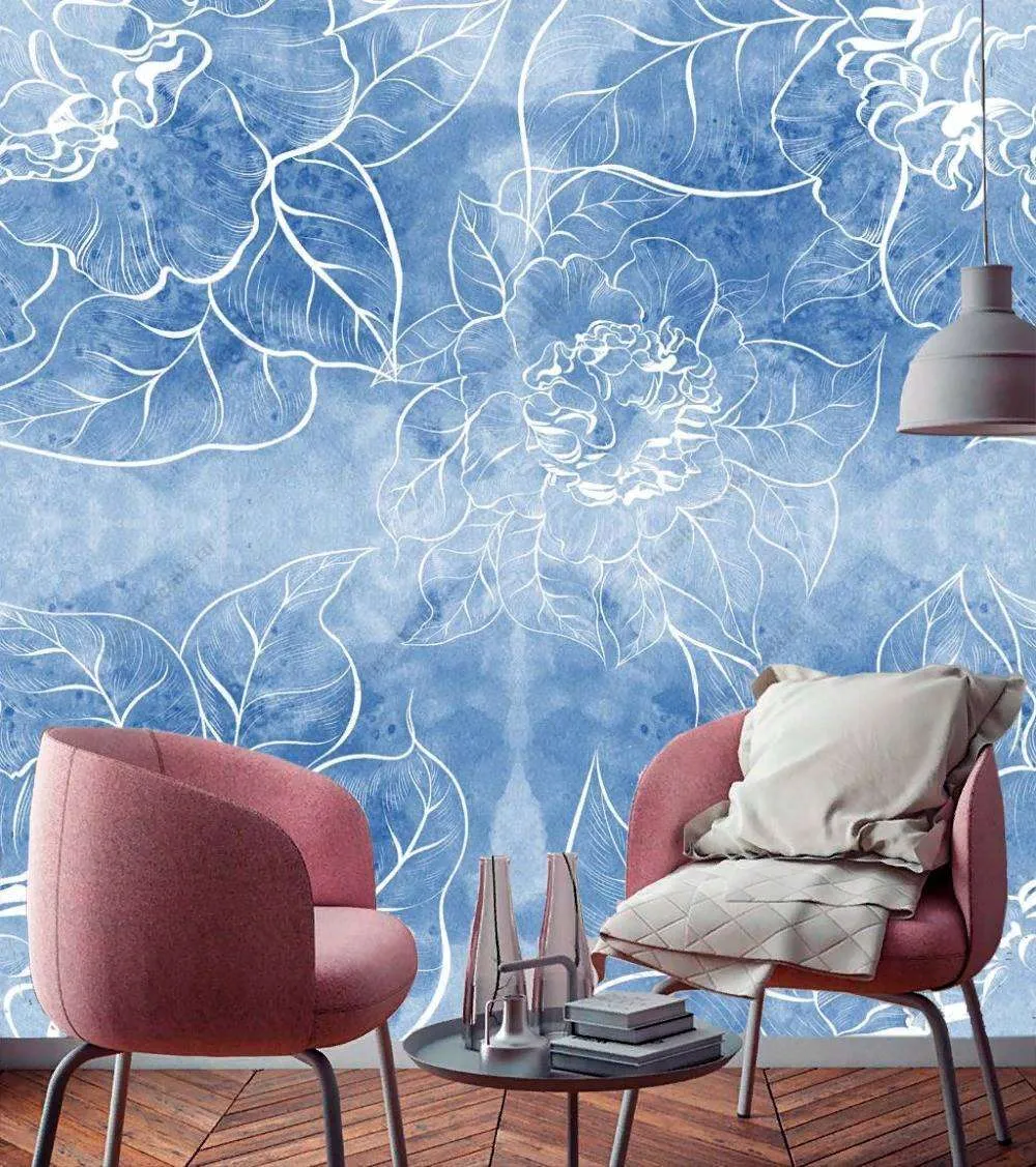 Фотообои в интерьере голубые розы  9-1178 фото