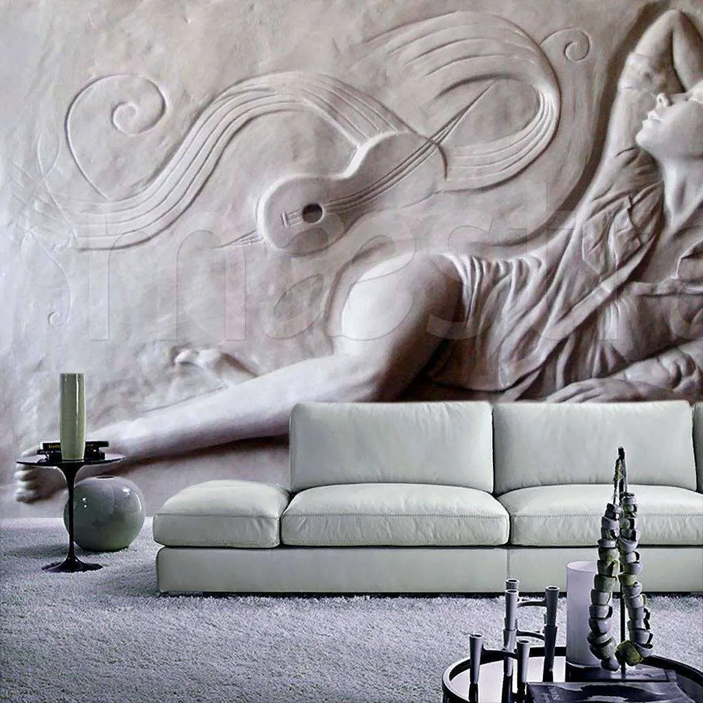 Фотообои в интерьере женщина 3д барельеф  7-803 фото