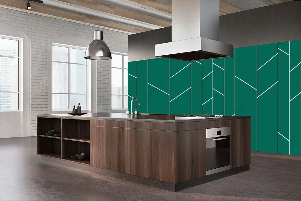 Фотообои Зеленая геометрическая стена  14-296