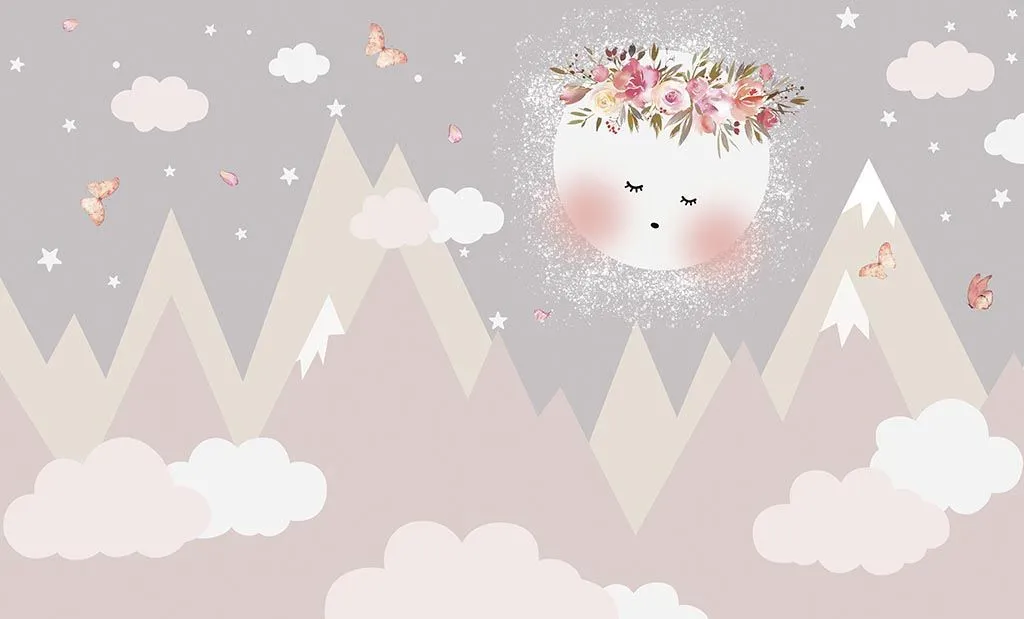 Фотообои в интерьере скандинавские горы в детскую  14-074 фото