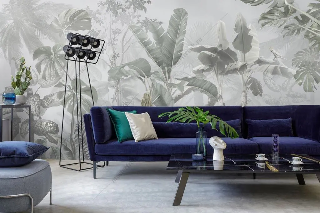 Фотообои Тропики серые  13-322