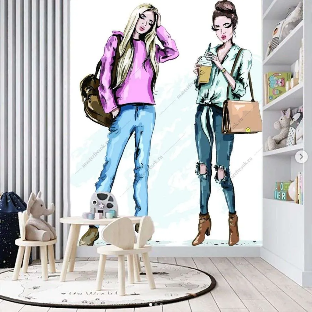 Фотообои в интерьере модные подружки  12-1381 фото