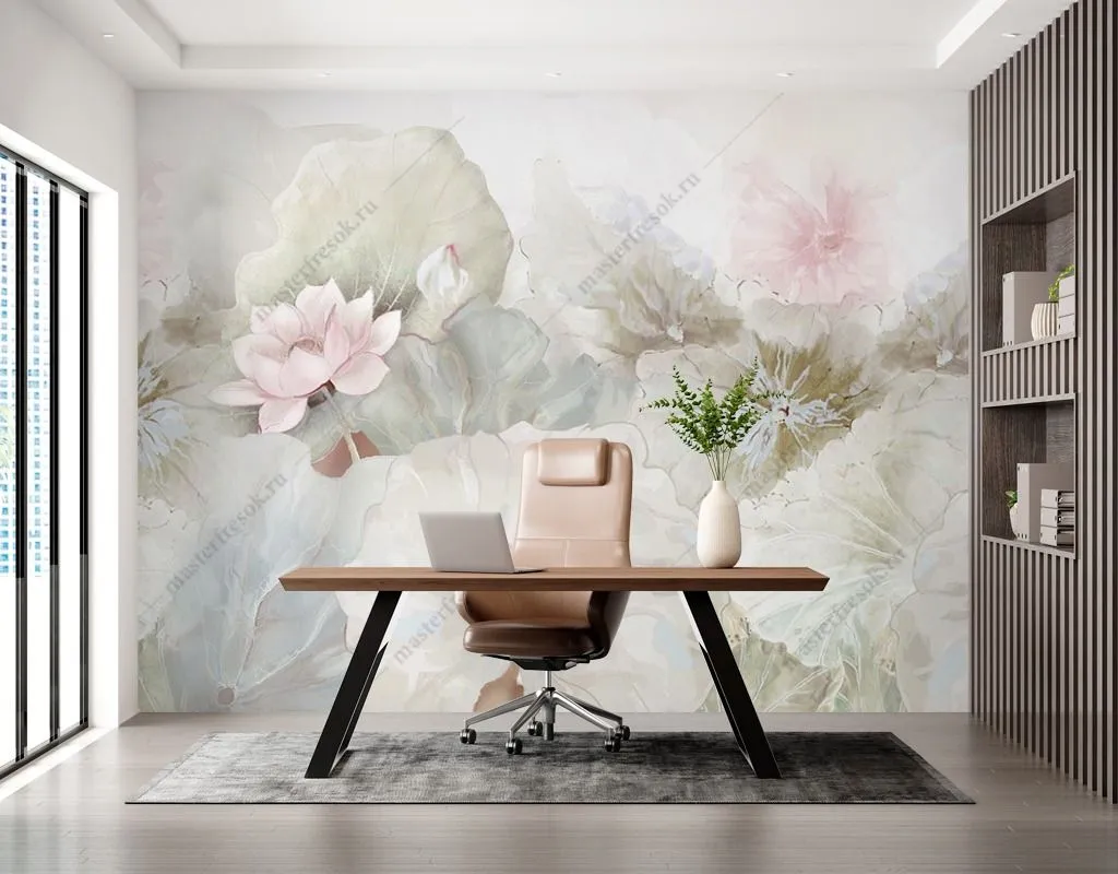 Фотообои в интерьере цветки лотоса  14-477 фото