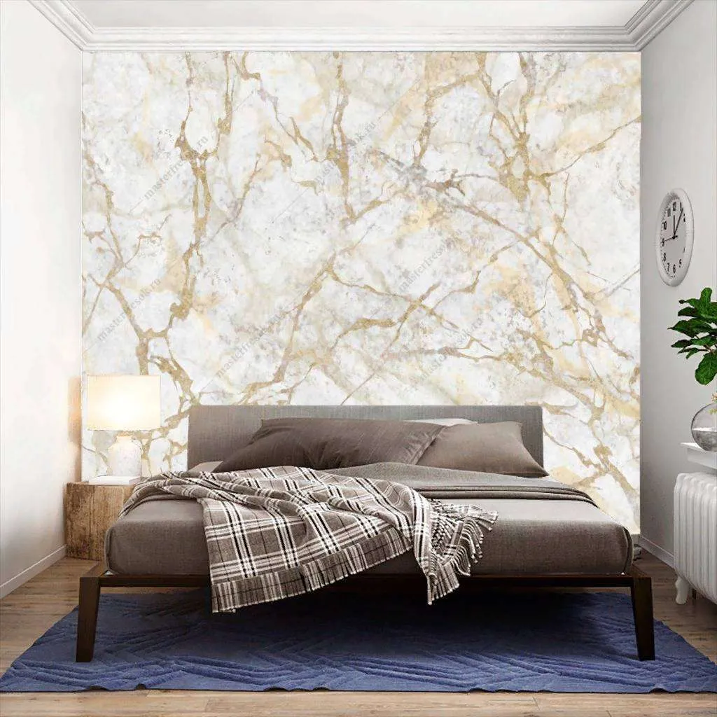 Фотообои в интерьере золотые прожилки мрамора  9-1093 фото
