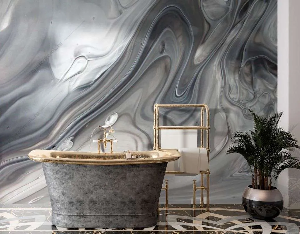Фотообои в интерьере серый флюид арт  9-1535 фото