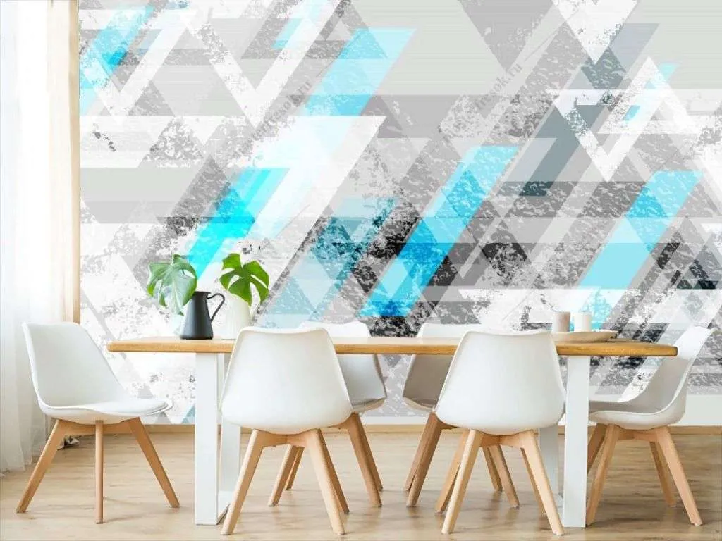 Фотообои в интерьере геометрия треугольники  10-948 фото