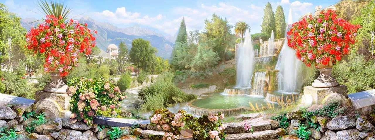 Фотообои в интерьере фонтаны в старом парке  5-014 фото