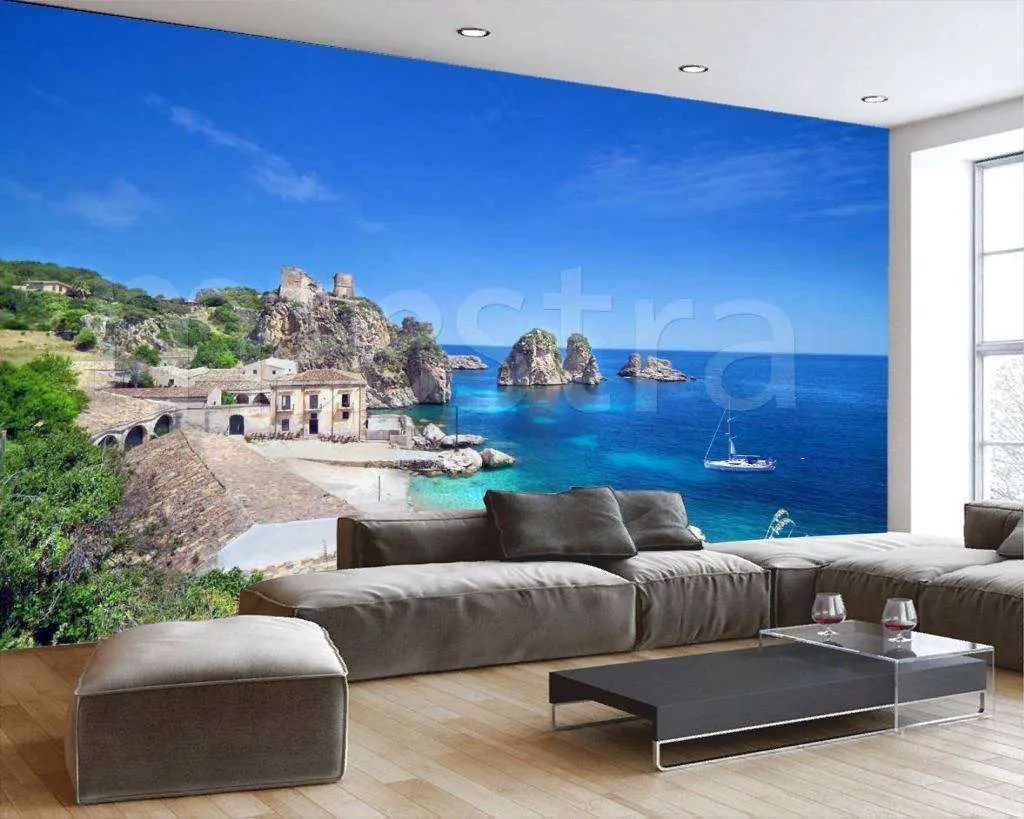 Фотообои в интерьере морская бухта  4-349 фото