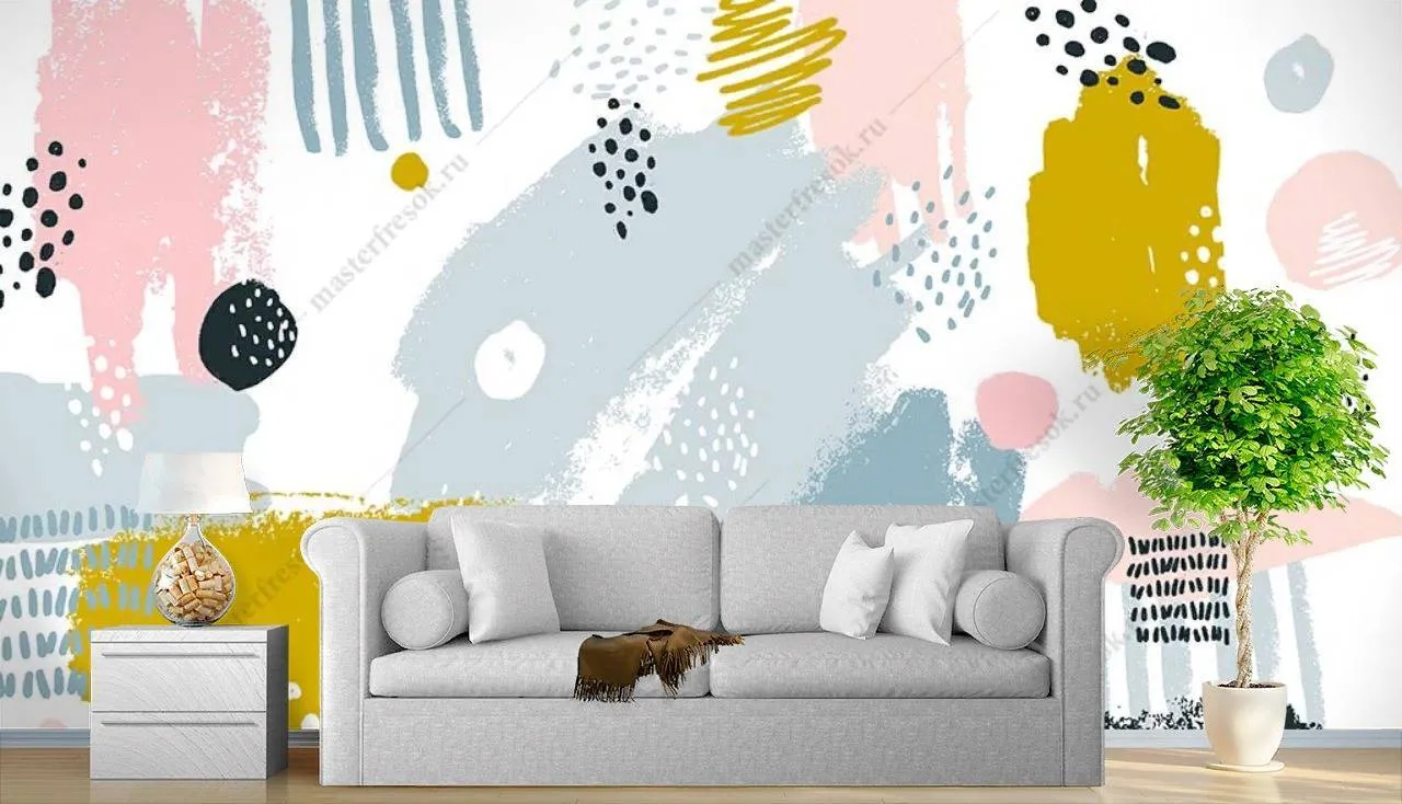 Фотообои в интерьере цветные мазки  9-1129 фото