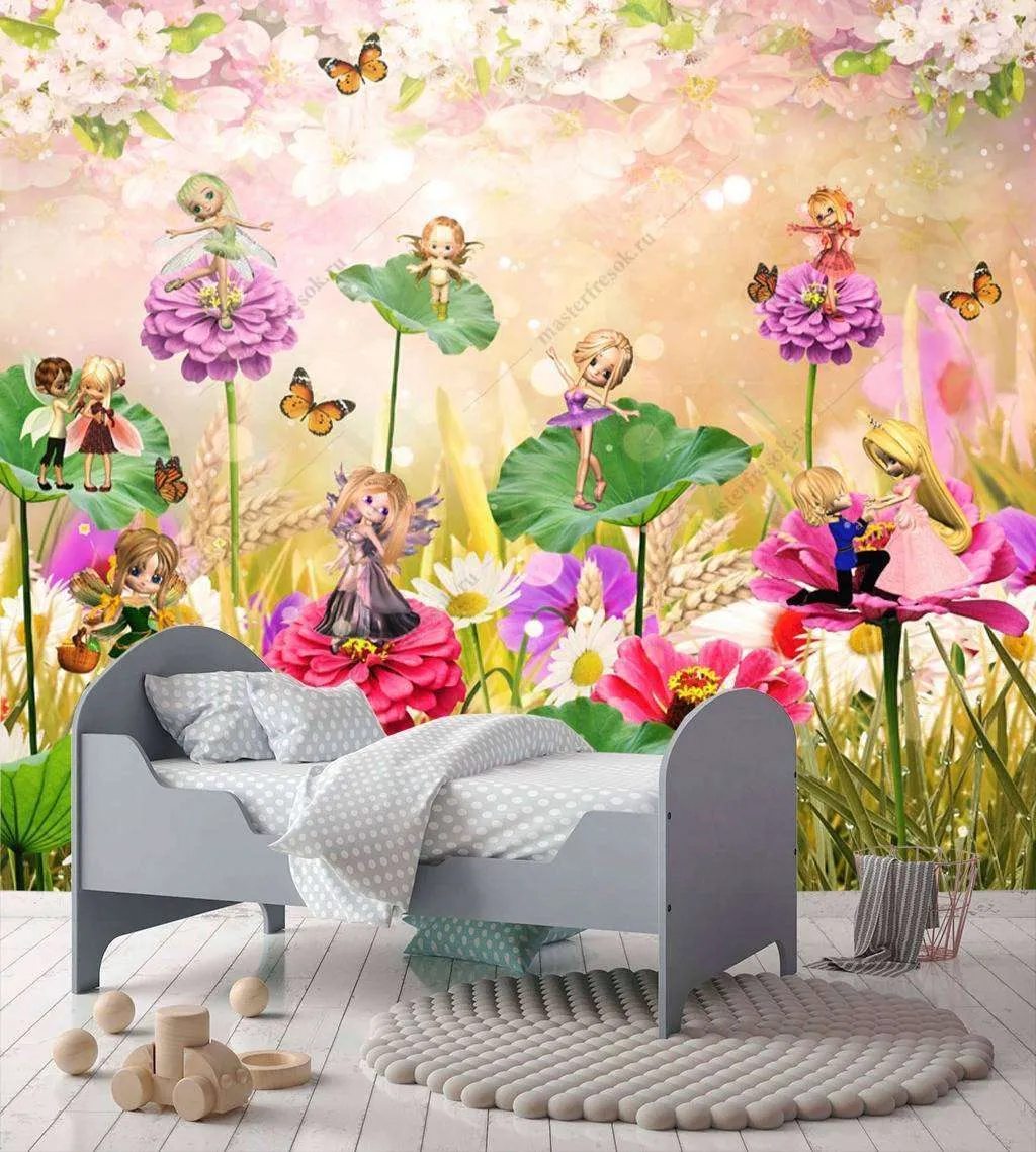 Фотообои Бесшовные обои на стену:  Цветочные феи. Артикул: 12-957  