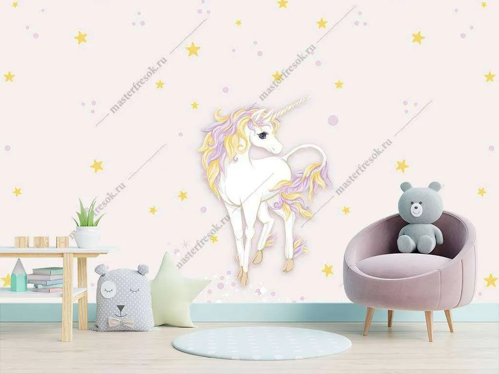 Фотообои Бесшовные обои на стену:  Волшебный единорог. Артикул: 14-050  