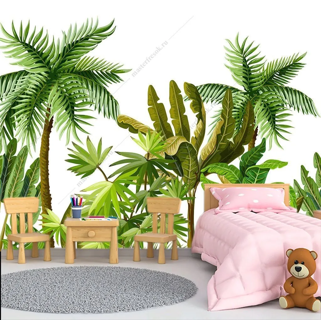 Фотообои Пальмы на белом фоне  9-1640