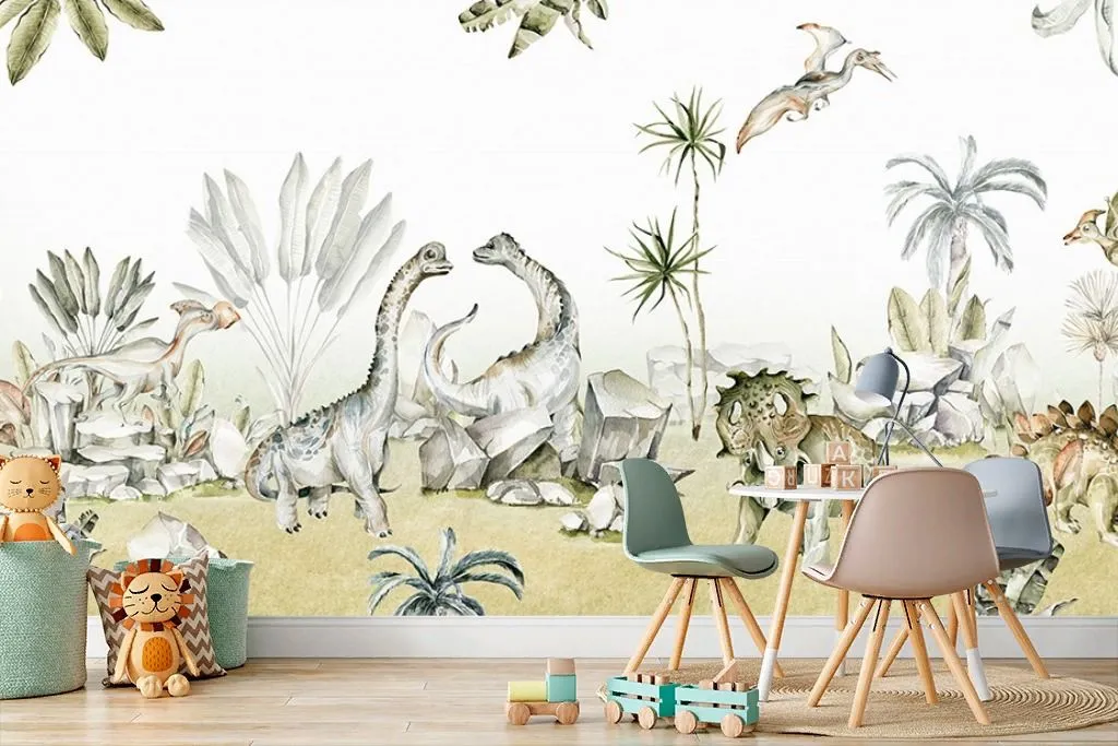 Фотообои в интерьере динозаврики для малышей  14-797 фото