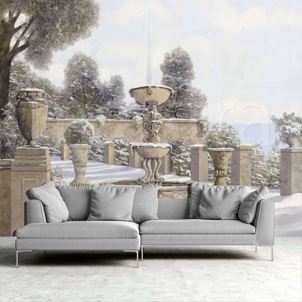 Фотообои в интерьере зимний фонтан  8-061 фото