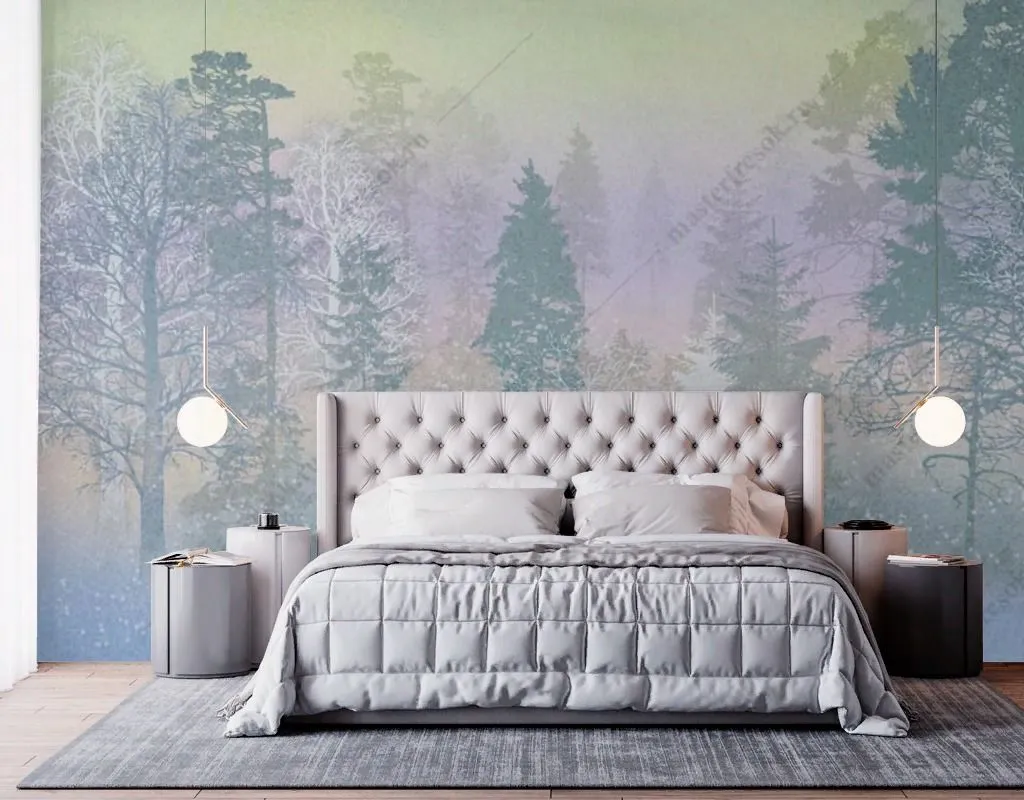 Фотообои в интерьере сияние в лесу  13-485 фото