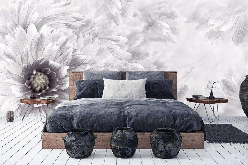 Фотообои в интерьере хризантема  10-865 фото