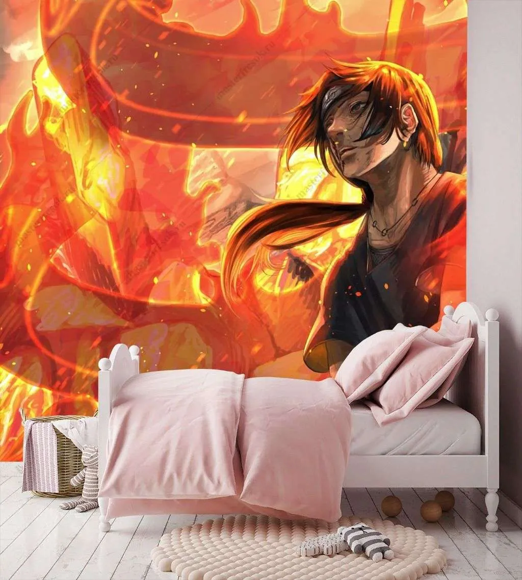 Фотообои в интерьере итачи учиха огонь  12-1348 фото