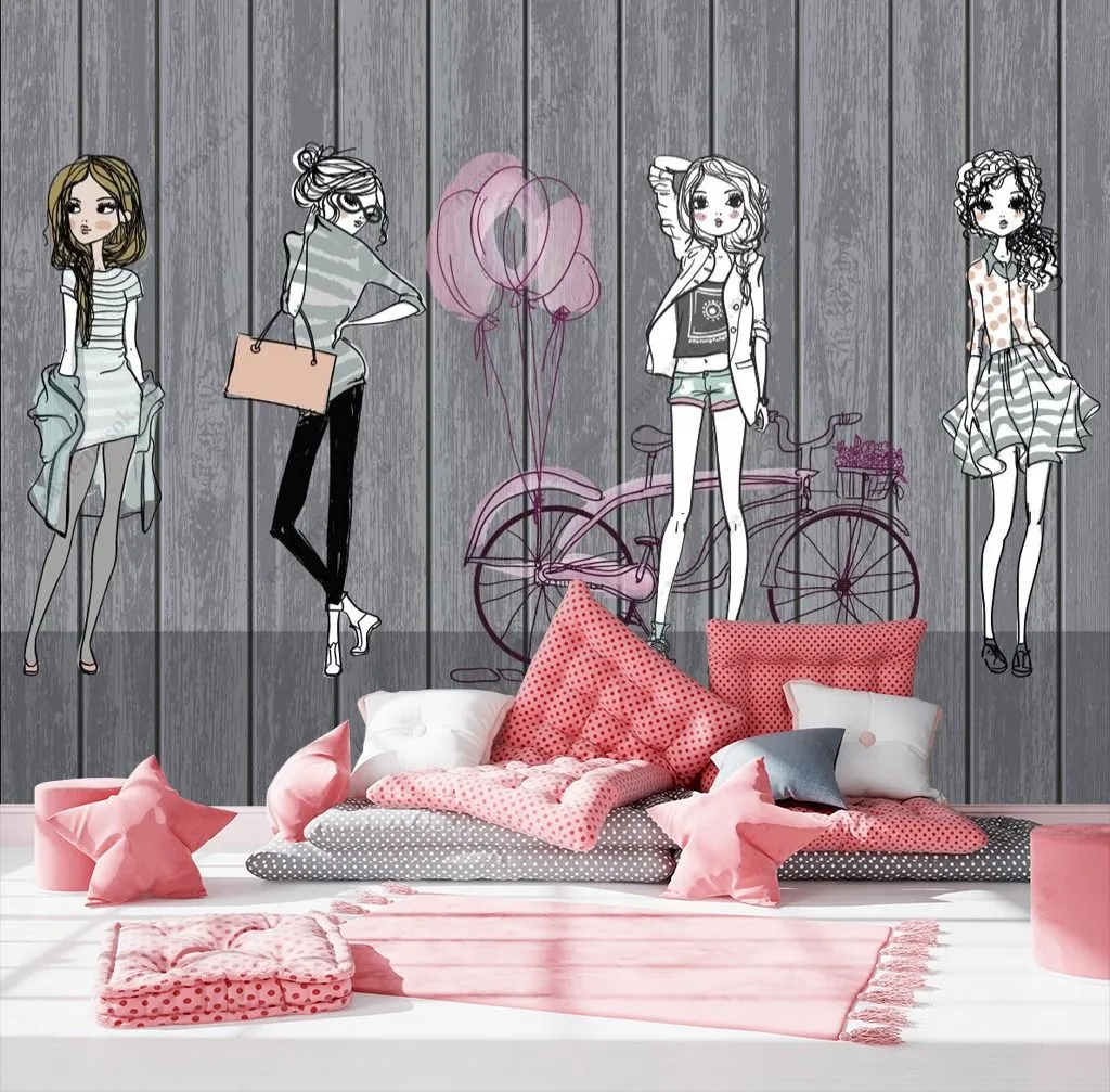 Фотообои Девочки около стены  14-361