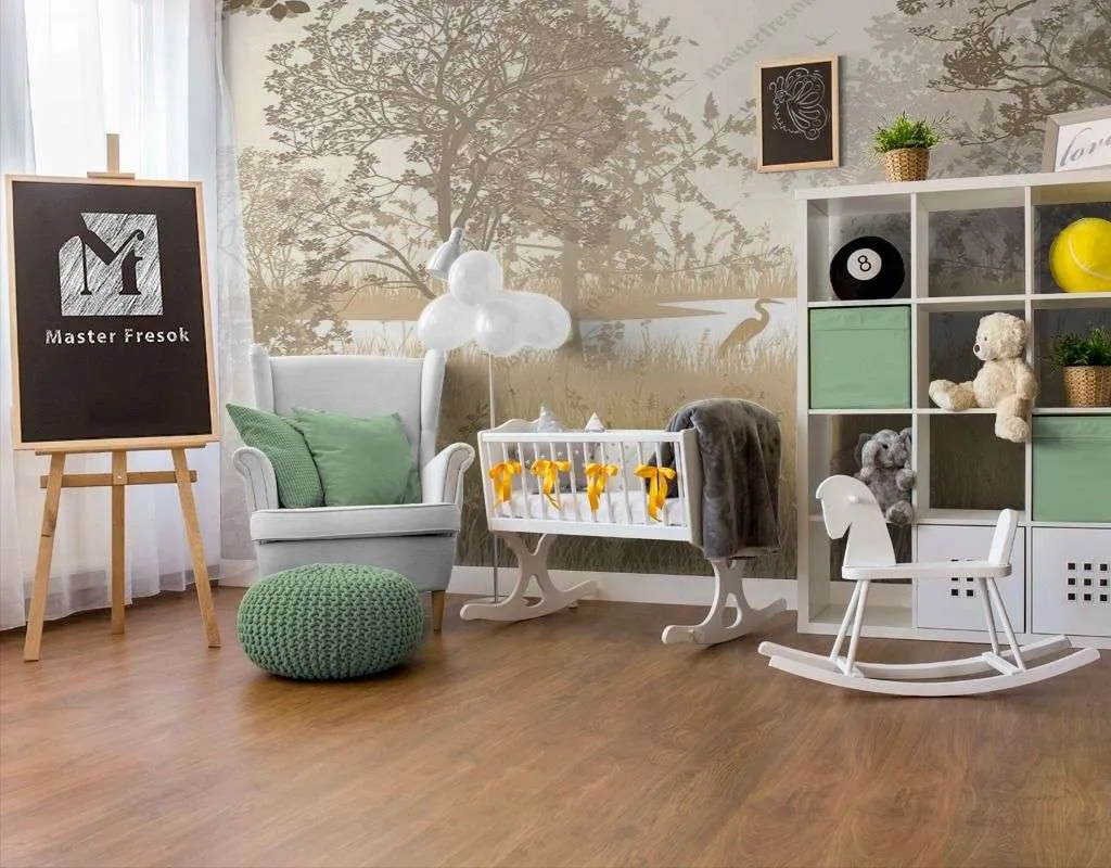 Фотообои в интерьере лес в бежевых оттенках  9-1633 фото