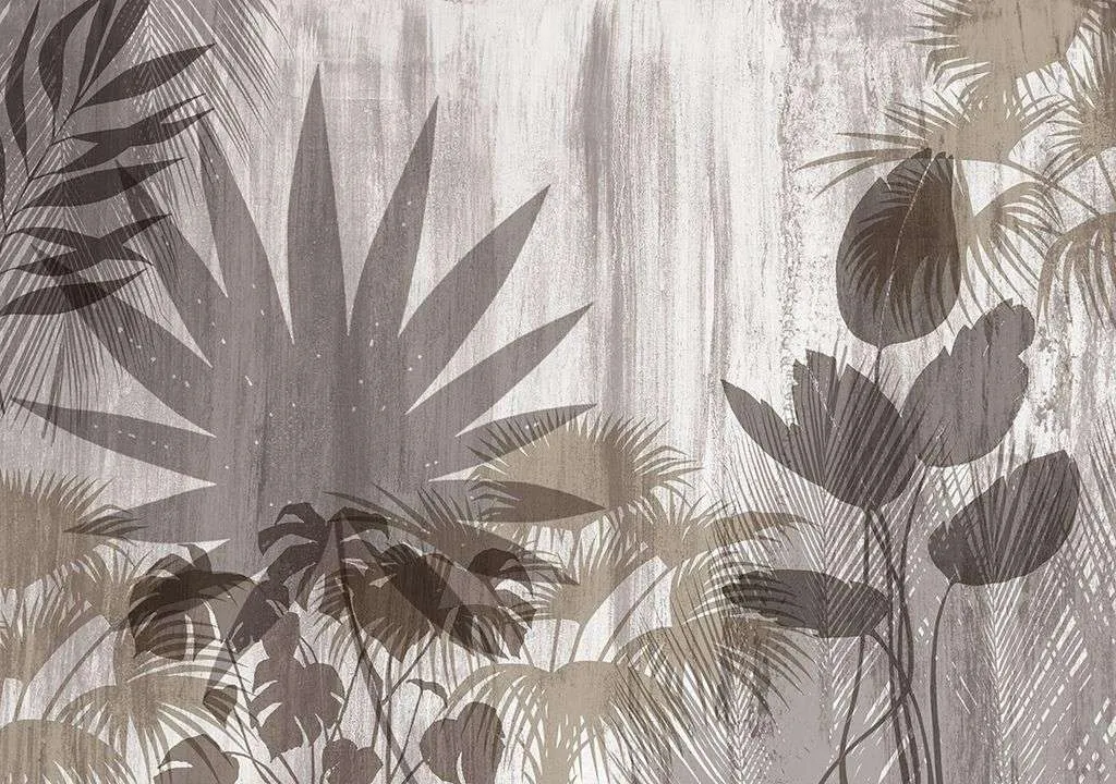 Фотообои в интерьере листья папоротника коричневые  9-1755 фото