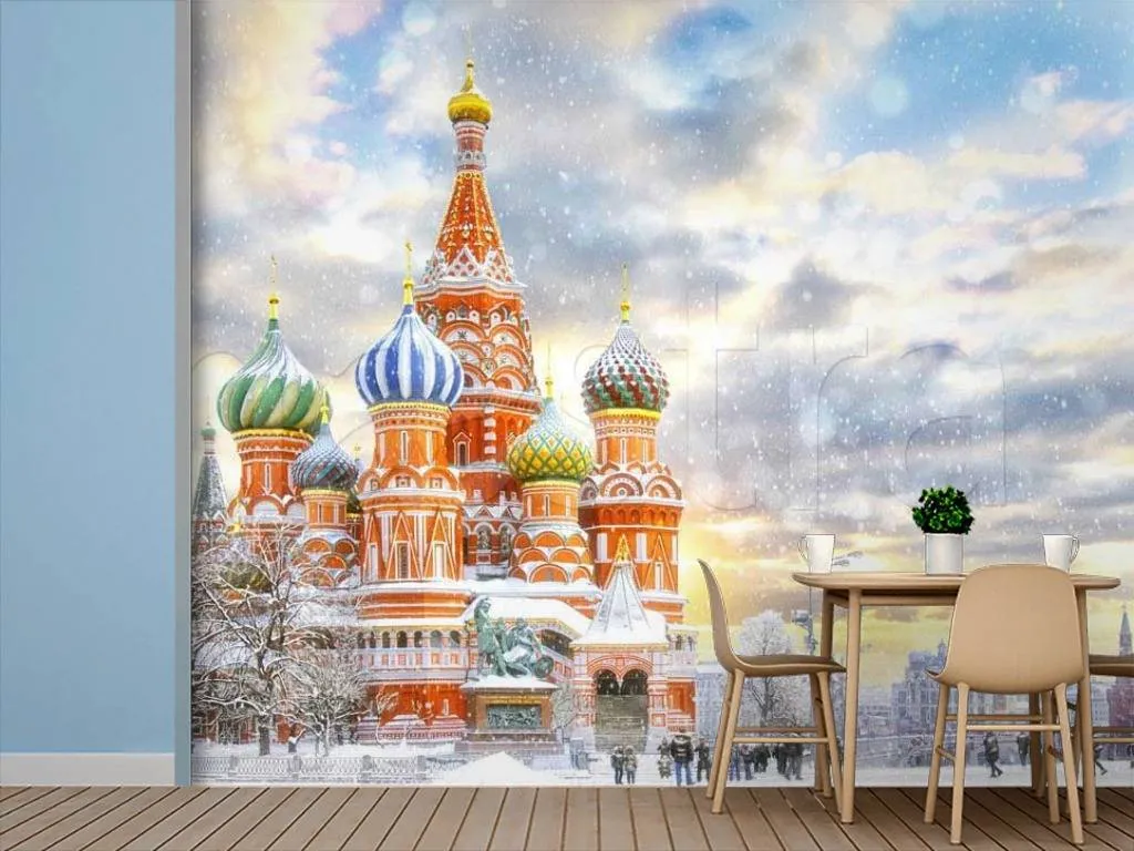 Фотообои Зимний вид на собор Василия Блаженного  9-416