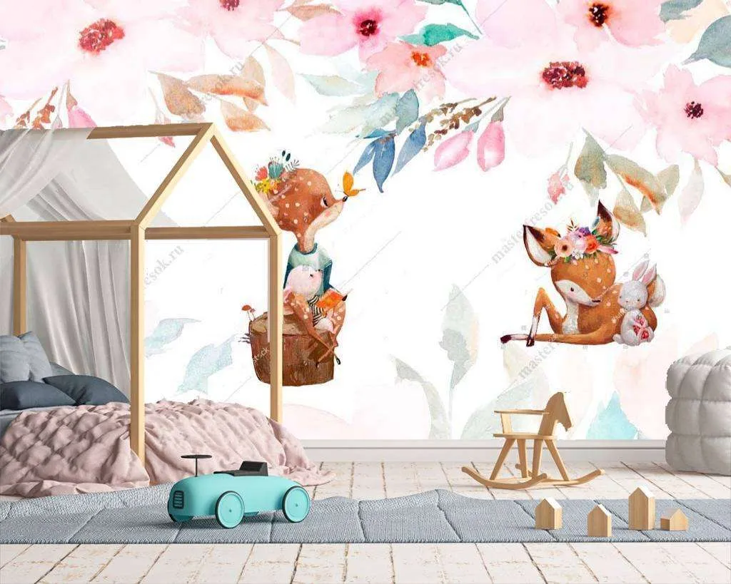 Фотообои в интерьере оленята  14-017 фото
