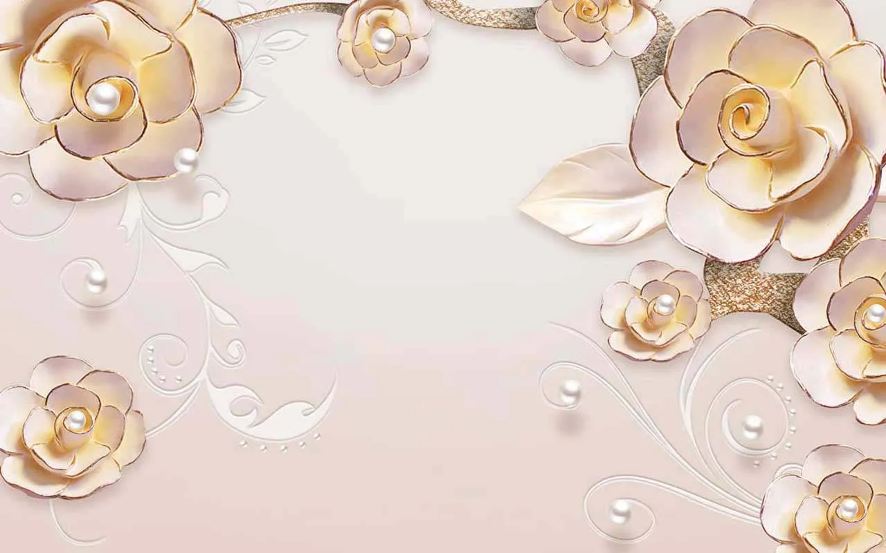 Фотообои в интерьере 3д розы золотые  10-594 фото