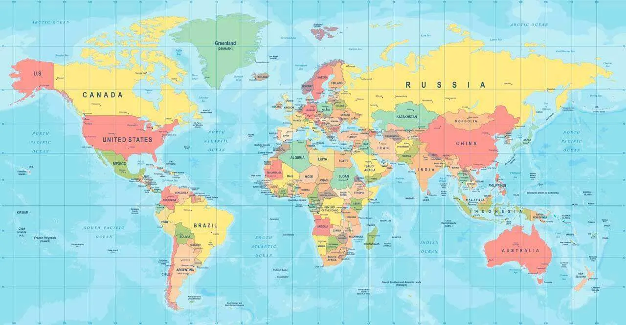 Фотообои в интерьере карта мира на английском  12-514 фото