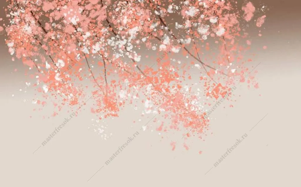 Фотообои в интерьере оранжевая сакура  15-946 фото